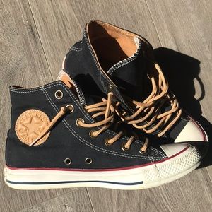 Navy Brushed Cotton Converse Chuck Taylors